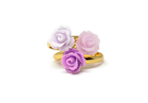 Tiny Petals Stacking Ring ~ Light Purple Rose
