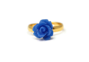 Tiny Petals Stacking Ring ~ Royal Blue Rose