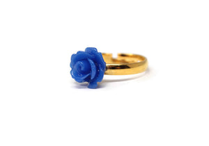Tiny Petals Stacking Ring ~ Royal Blue Rose