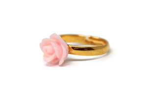 Tiny Petals Stacking Ring ~ Sunset Pink Rose