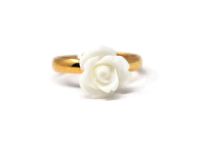 Tiny Petals Stacking Ring ~ White Rose